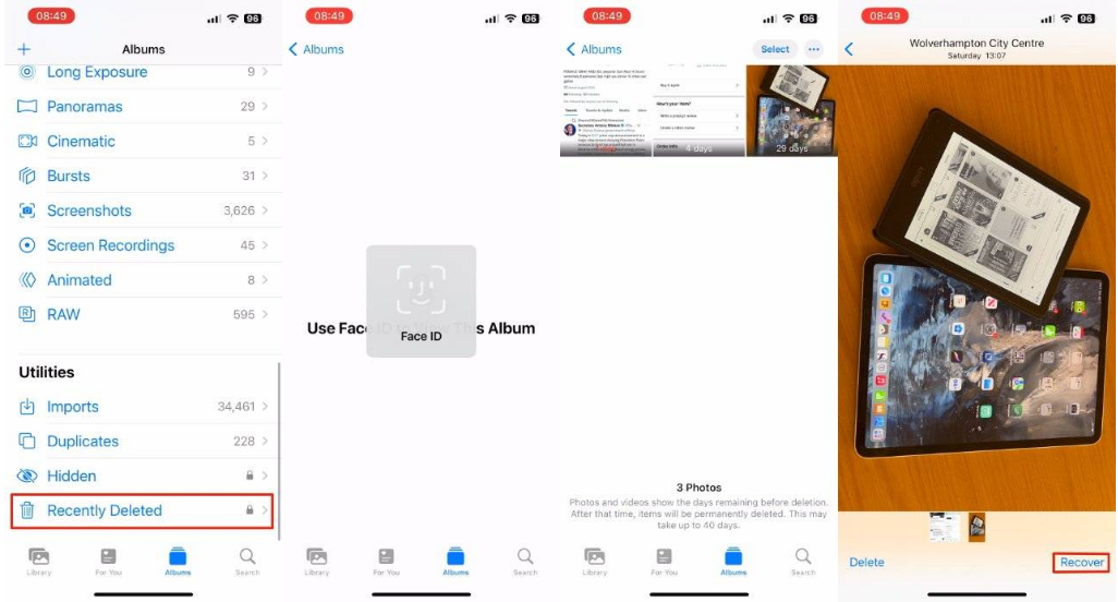 山南苹果14维修分享 iPhone14 上恢复已删除的照片 