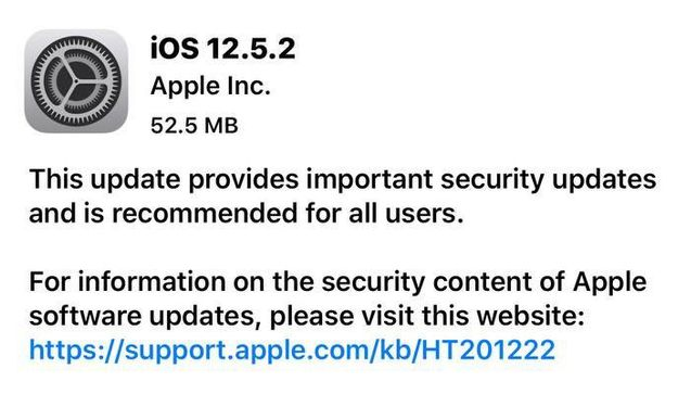 山南苹果手机维修分享iOS12.5.2发布，建议所有老苹果用户安装 